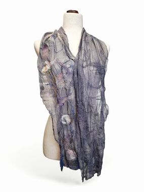 Women's Purple Gray Gauze Silk Scarf 12" X 72"